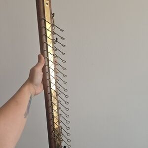 Vintage Wood & Brass Tie Rack - 36 Hook Necktie Display